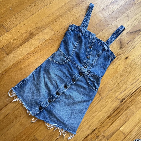 Reformation Jeans Dress 2 Blue‎ Denim Mini Gabriella Button Front Made USA - Picture 4 of 11